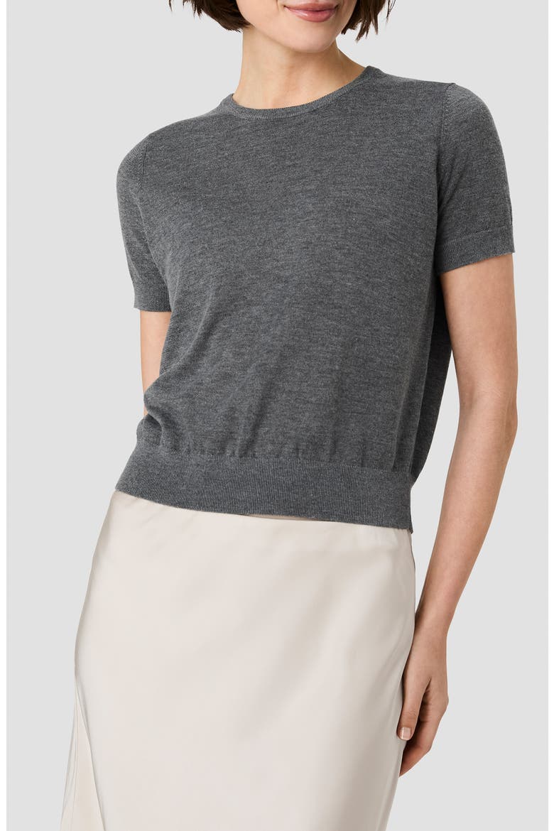 Nola Short Sleeve Sweater, Main, color, DARK GREY MEL