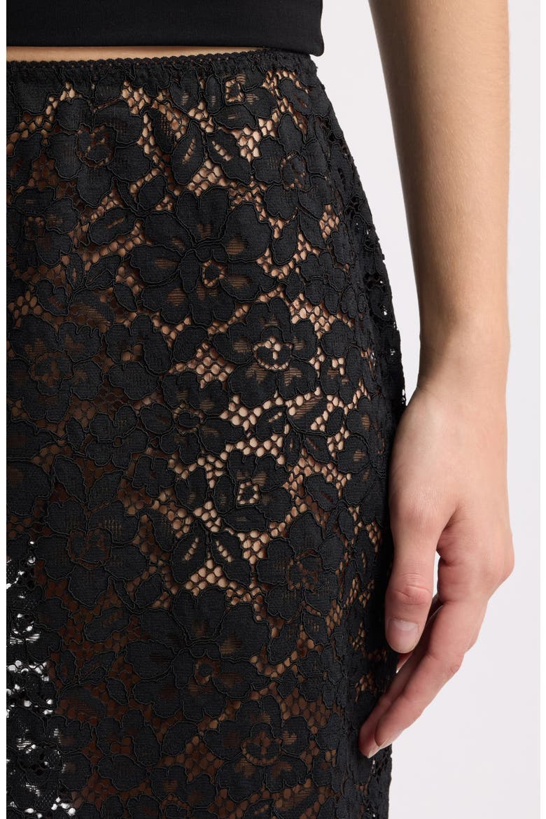 Nandette Lace Midi Skirt, Alternate, color, BLACK