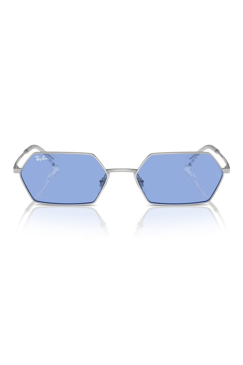 55mm Frameless Rectangle Sunglasses, Main, color, SILVER