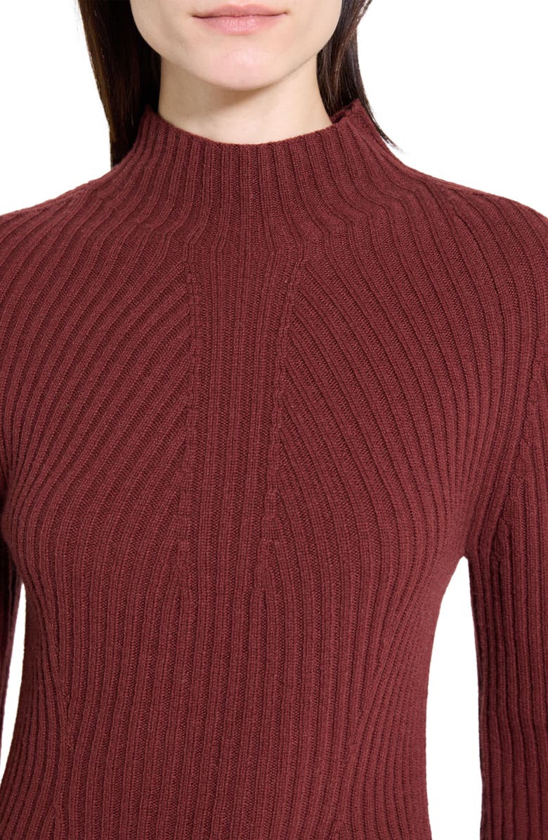 Theory Traveling Mock Neck Rib Cashmere Sweater, Alternate, color, Oxblood Red