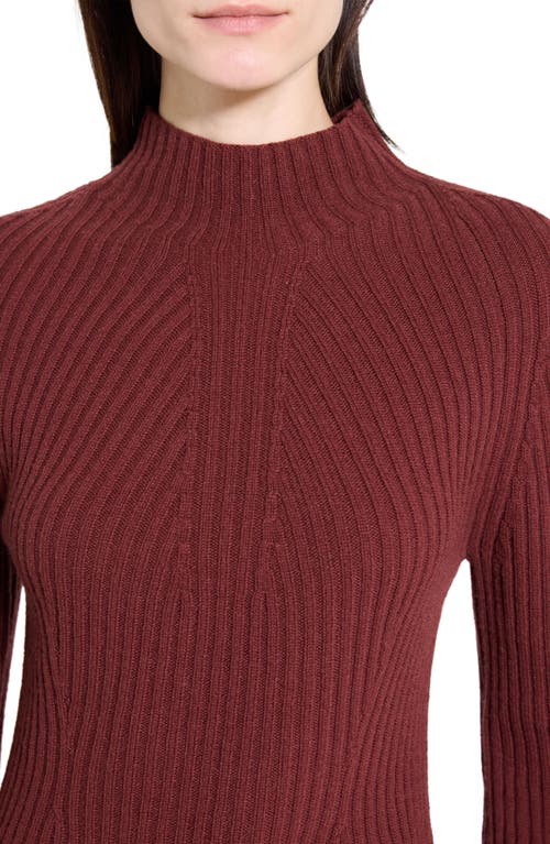 Theory Traveling Mock Neck Rib Cashmere Sweater In Burgundy