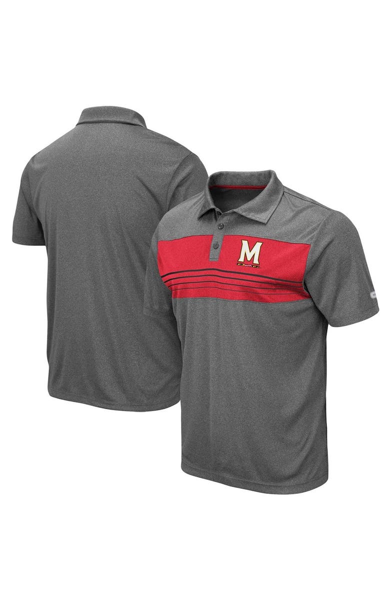 COLOSSEUM Men's Colosseum Heathered Charcoal Maryland Terrapins Team Smithers Polo, Main, color, 