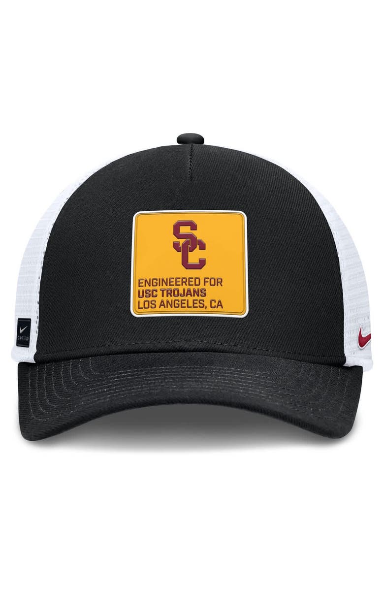 Nike Men's Nike  Black/White USC Trojans 2025 On-Field Rise Engineered Trucker Adjustable Hat, Alternate, color, 