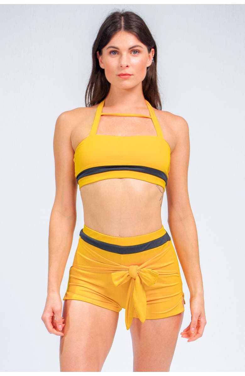 Mary Mercedes Moe Halter Bikini Top, Alternate, color, Mustard Yellow