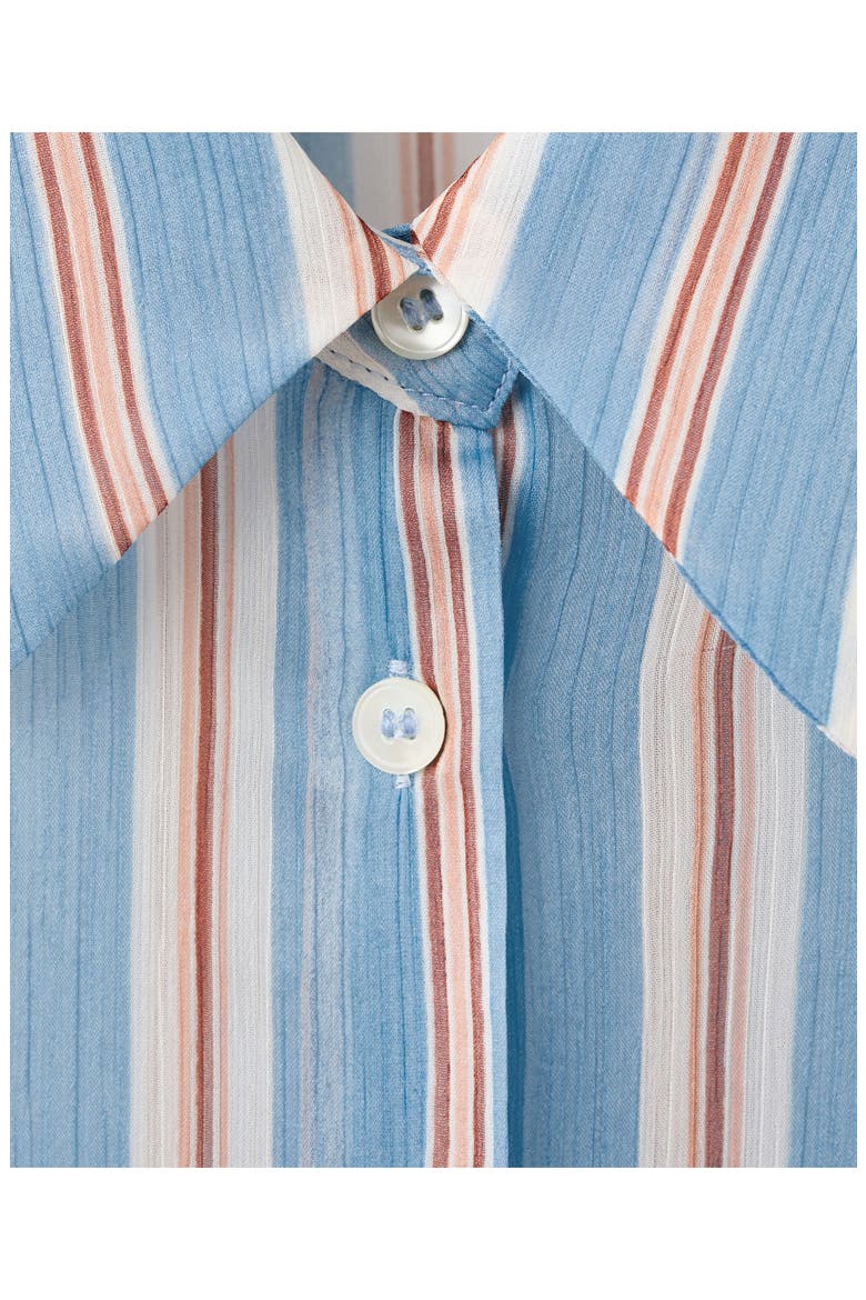 Stripe Scarf Hem Button-Up Shirt, Alternate, color, BLUE