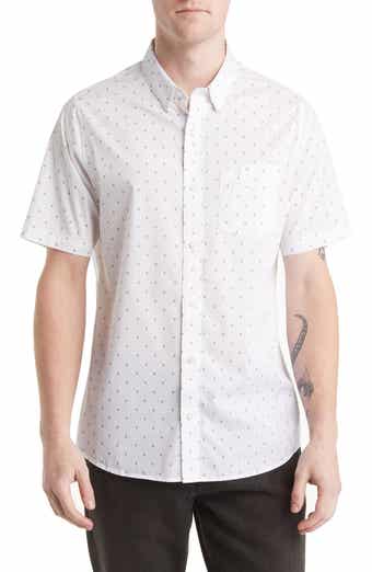 TravisMathew Better Not Diamond Print Short Sleeve Button-Up Shirt
