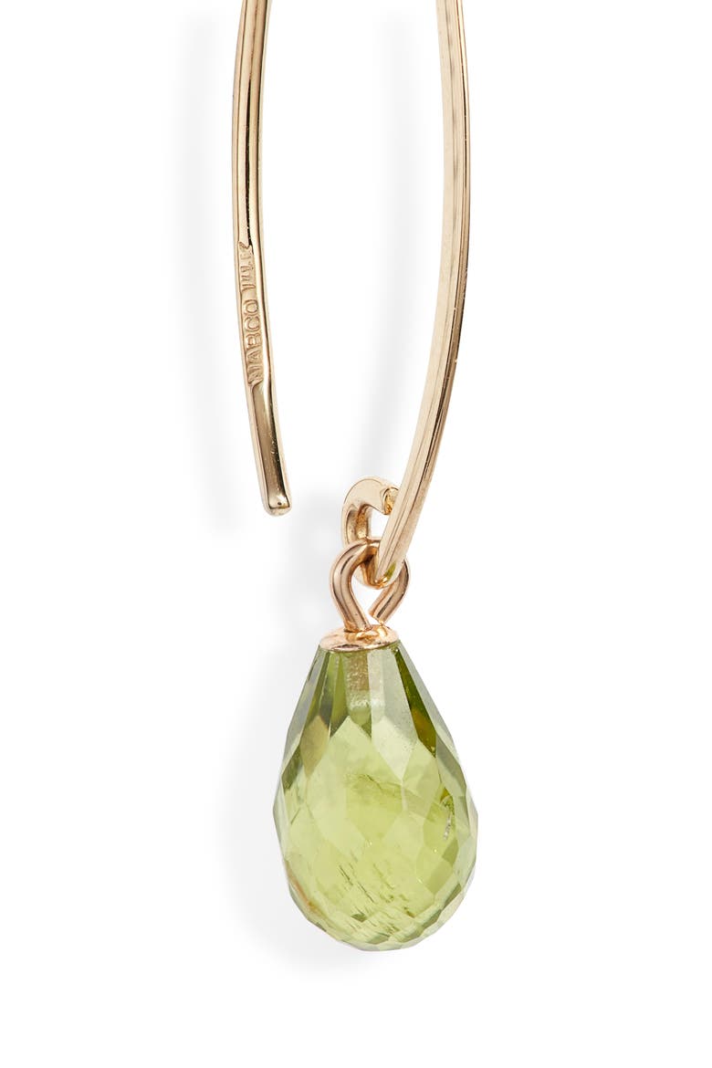 Briolette Gemstone Hoop Earrings, Alternate, color, YELLOW GOLD/ PERIDOT