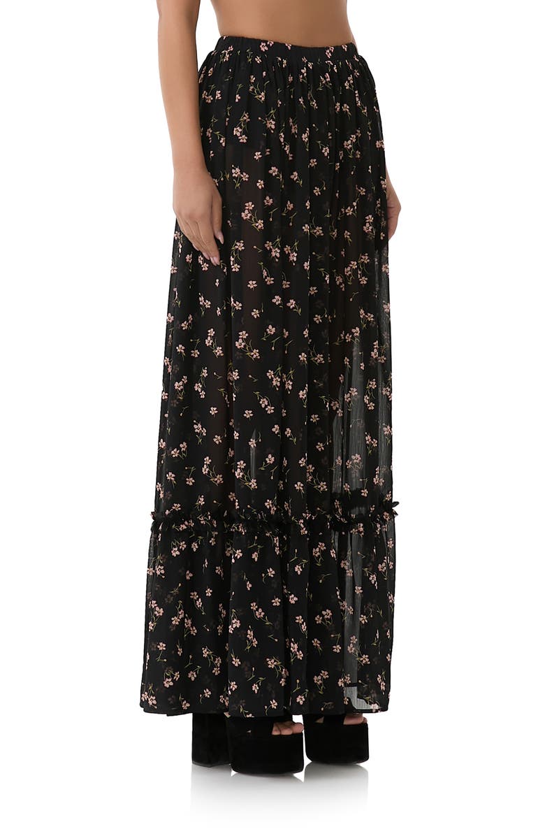 AFRM Allegra Floral Semisheer Chiffon Maxi Skirt, Alternate, color, Delicate Ditsy