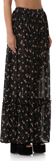 Allegra Floral Semisheer Chiffon Maxi Skirt
