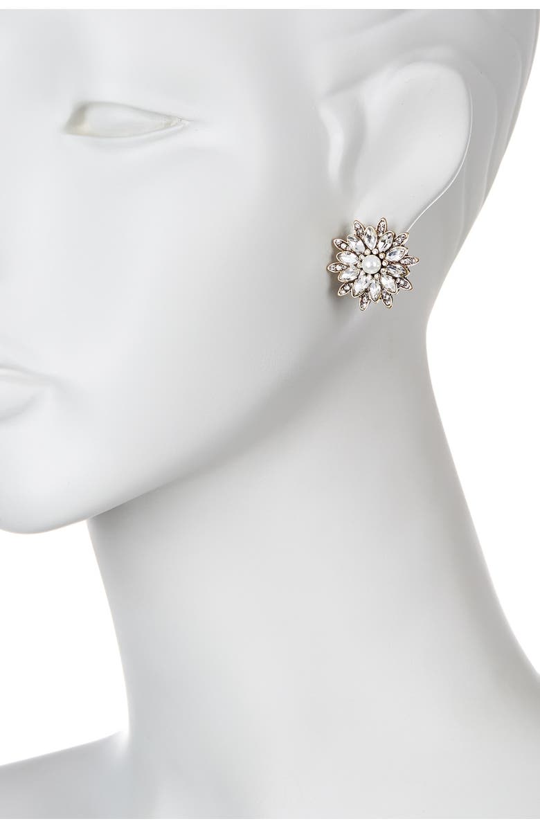 OLIVIA WELLES Renae Crystal & Imitation Pearl Flower Stud Earrings, Alternate, color, 