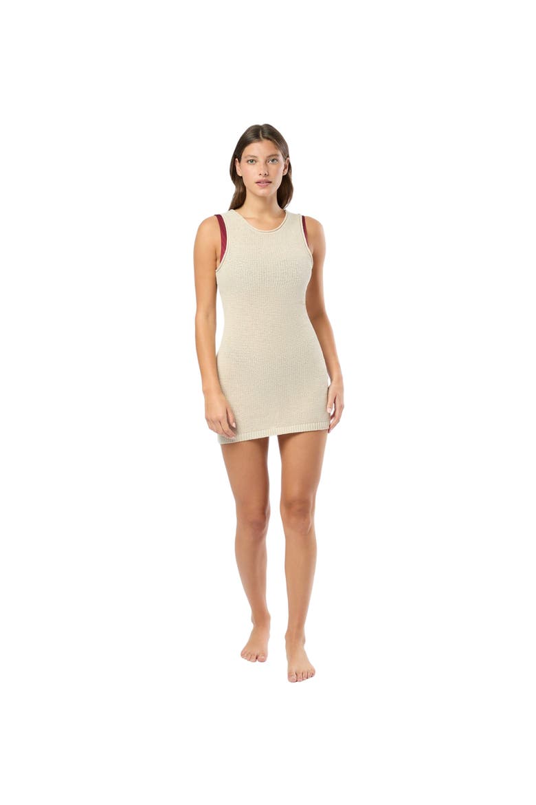 Linen Knit Scoop Back Mini Dress, Alternate, color, BIRCH