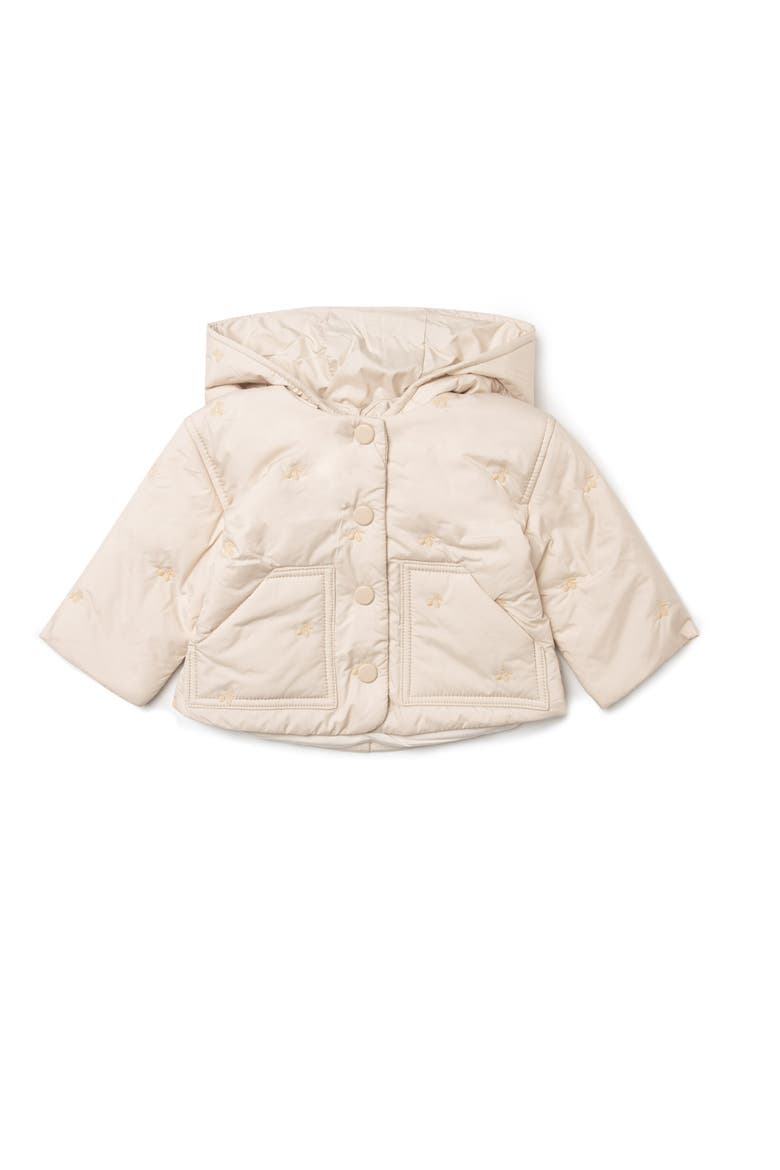 Cherry Embroidered Removable Hood Coat, Alternate, color, Linen