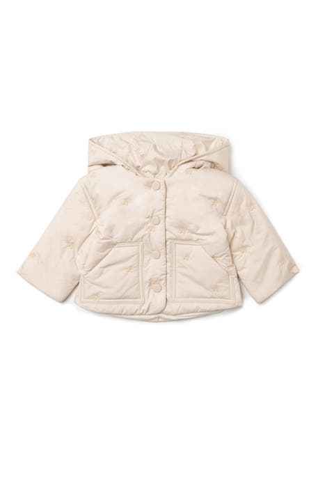 Cherry Embroidered Removable Hood Snap Front Coat
