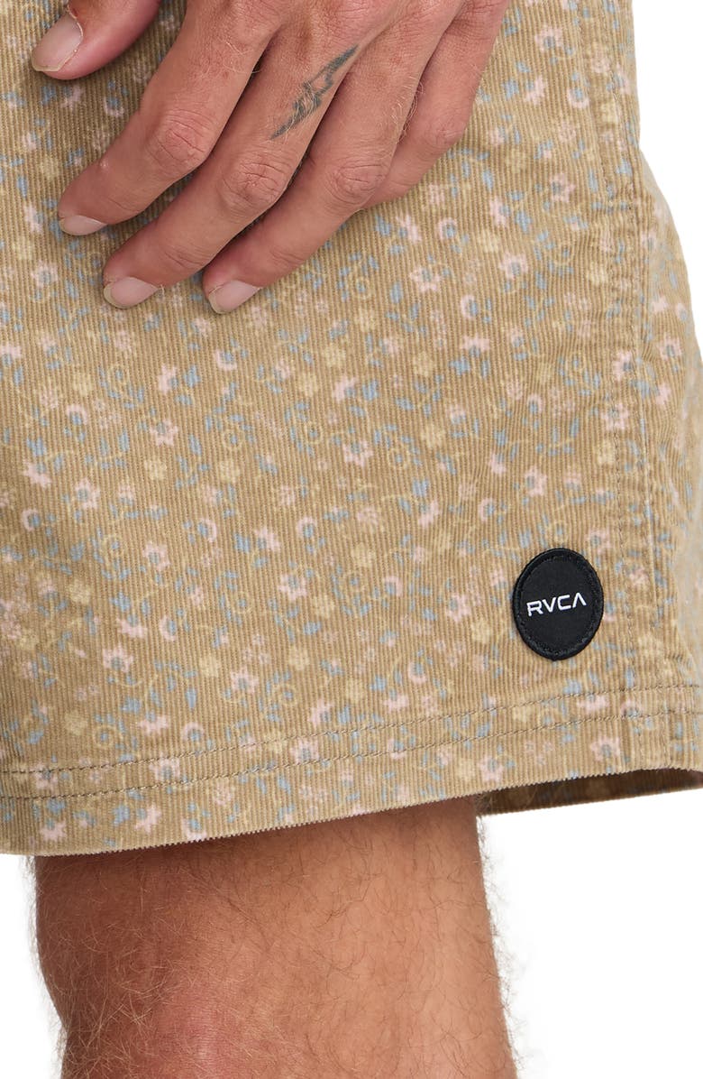RVCA Escape Elastic Cord II Floral Corduroy Shorts, Alternate, color, Coyote
