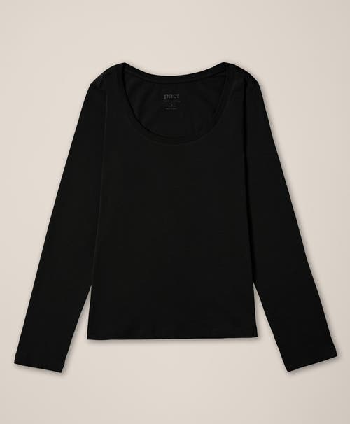 Pact Organic Cotton Softspun Long Sleeve Scoop Neck Tee In Black