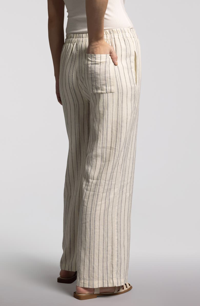 WEEKEND LOS ANGELES Elise Stripe Linen Blend Drawstring Pants, Alternate, color, Ivory