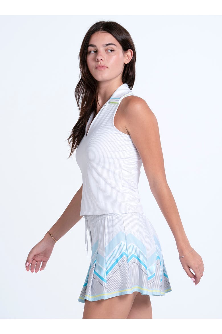 Womens' Pinstripe Lanes Polo Tank, Alternate, color, White