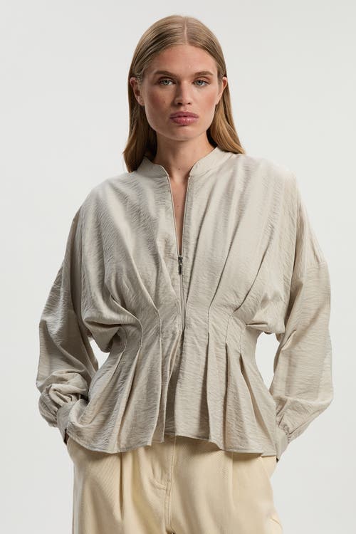 Karen Millen Pleated Detail Woven Jacket In Neutral