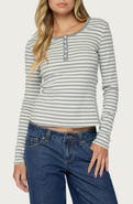 EDIKTED Roma Striped Henley Top