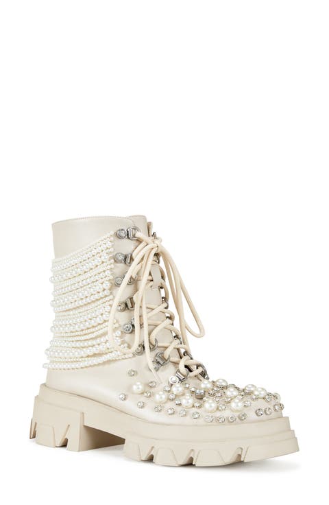 Twinkley Embellished Combat Boot (Women)