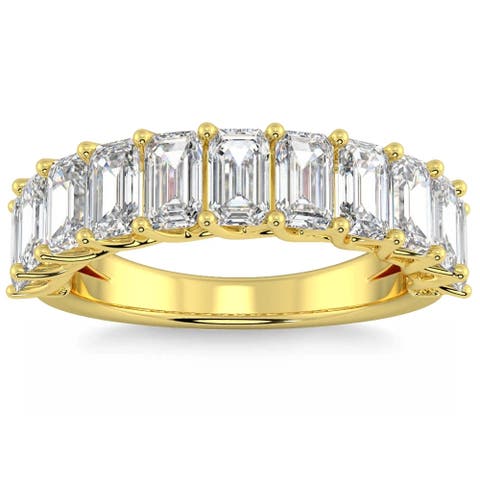 3.60Ct Emerald Diamond U-Prong Wedding Anniversary Ring 14k Gold Lab Grown