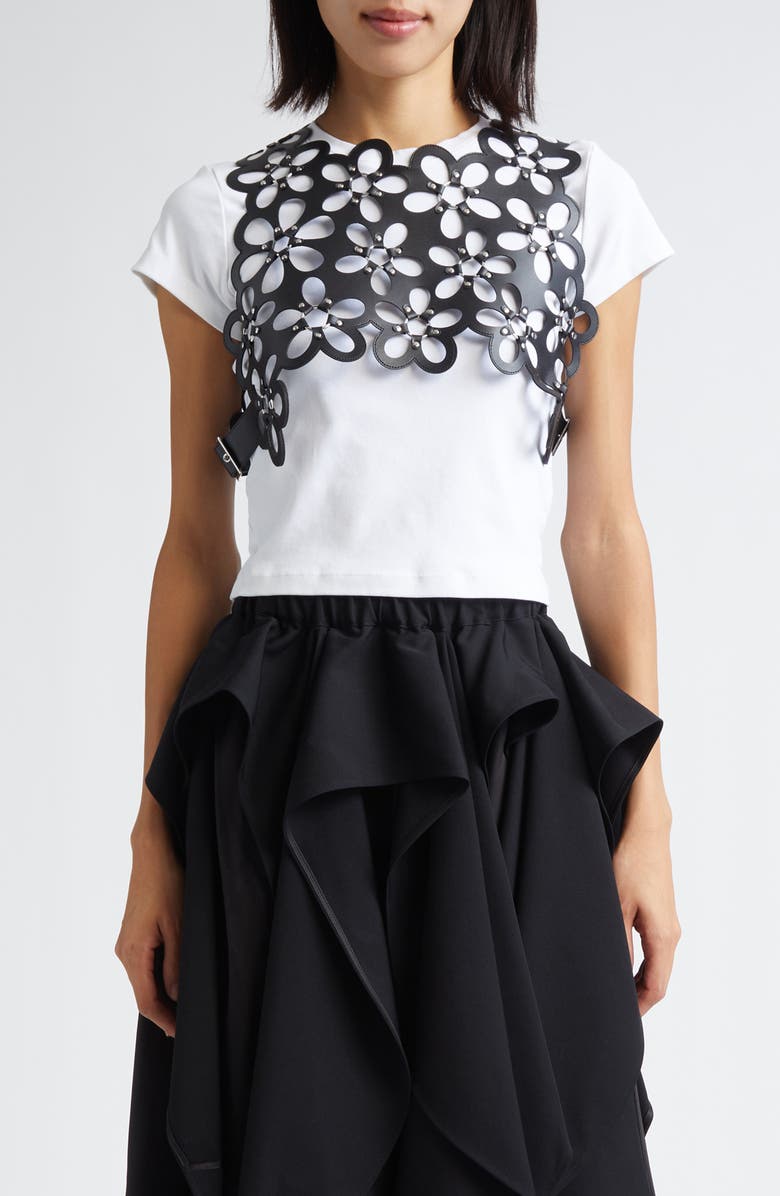 Noir Kei Ninomiya Floral Faux Leather Harness, Alternate, color, Black