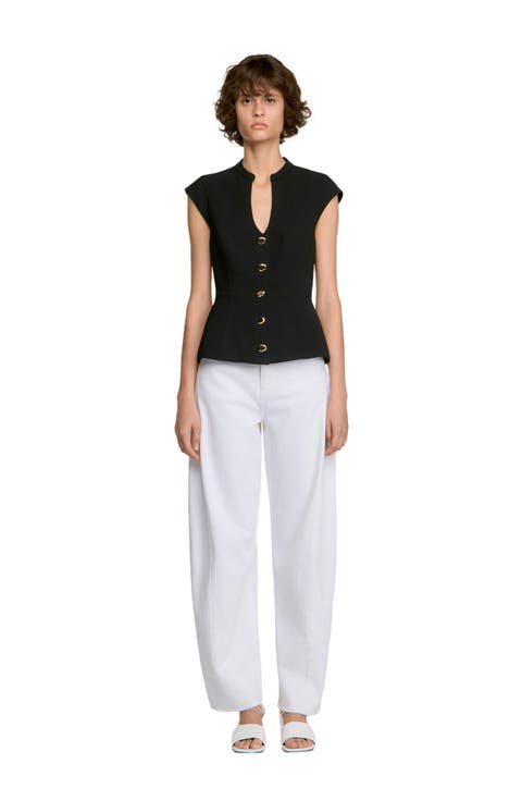 Buttoned Peplum Top