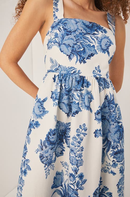 Rebecca Taylor Rosarium Fleur Midi Dress In Delft Combo