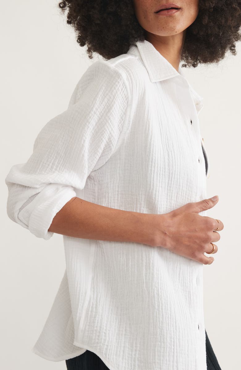 Marine Layer Double Gauze Cotton Button-Up Shirt, Alternate, color,