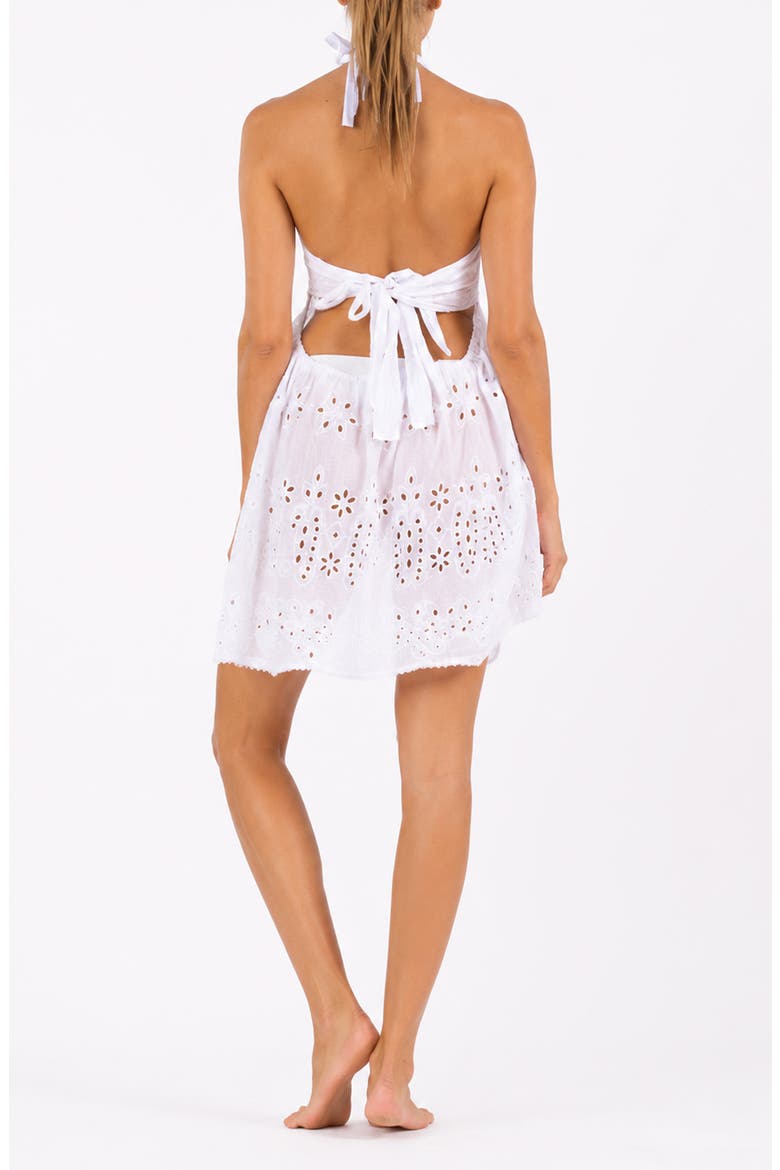 Eyelet Halter Cover Up Dress, Alternate, color, WHITE