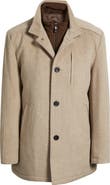 Johnston & Murphy Upton Luxe 175th Anniversary Tan Wool Blend Car Coat with Removable Suede Bib