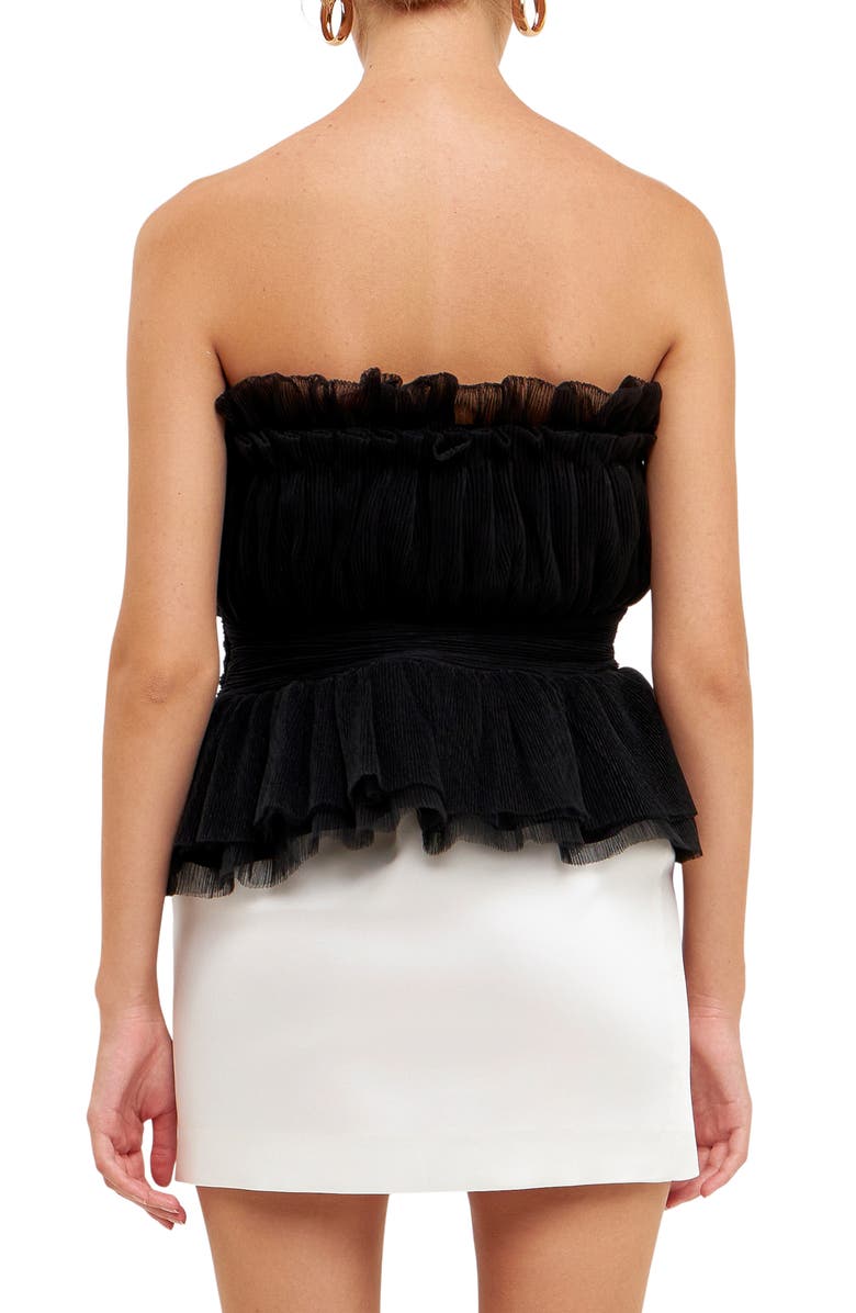 Endless Rose Strapless Tulle Peplum Top, Alternate, color, Black
