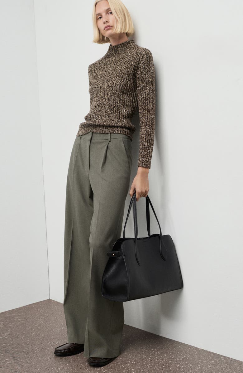 MANGO Pleated Straight Fit Pants, Alternate, color, Pastel Green