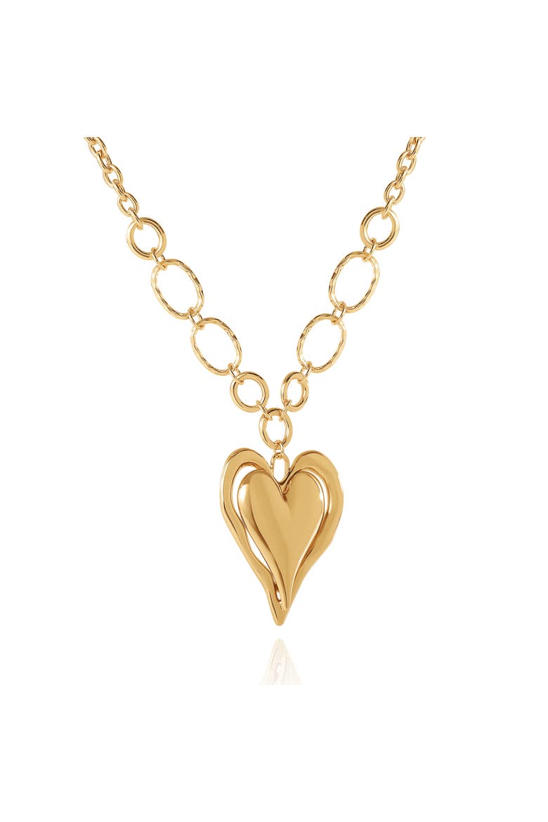 Linked Chain Heart Pendant Necklace, Alternate, color, Gold