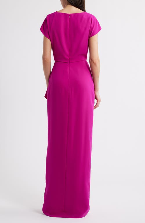Shop Amsale Cowl Neck Ruffle Dress In Fuchsia