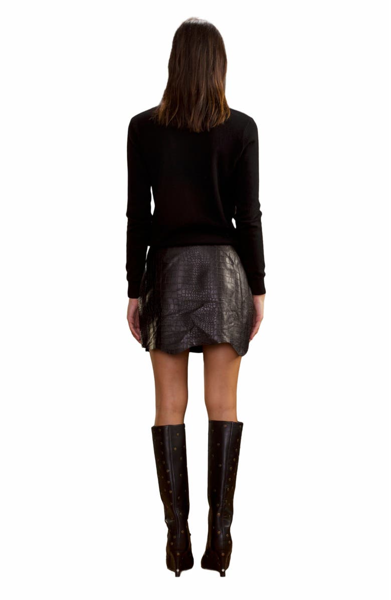 Cynthia Rowley Embossed Leather Skirt, Alternate, color,