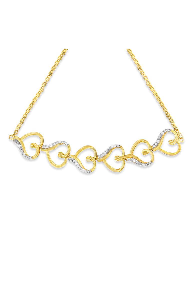 10K Yellow Gold over Silver Diamond Accented Open Hearts Chain Bolo Bracelet, Alternate, color, Yellow