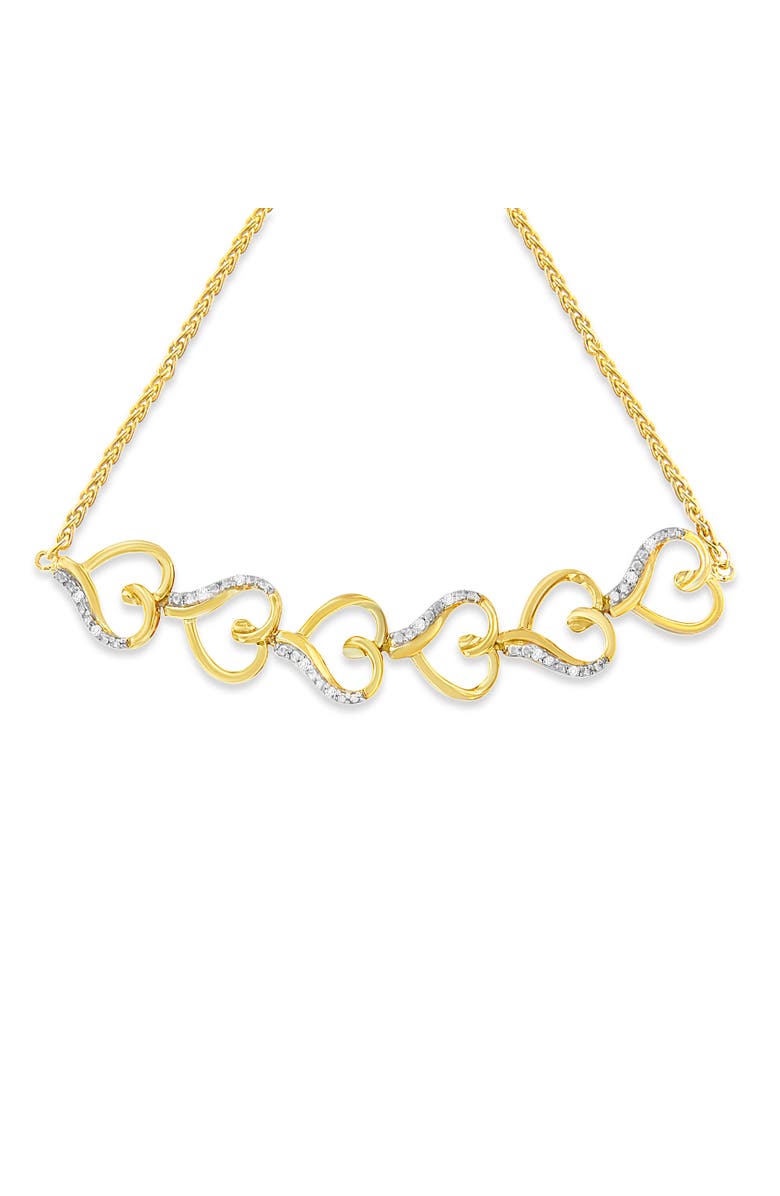 Haus of Brilliance 14K Yellow Gold Plated Silver Diamond Accent Heart Link Bolo Bracelet, Alternate, color, Yellow