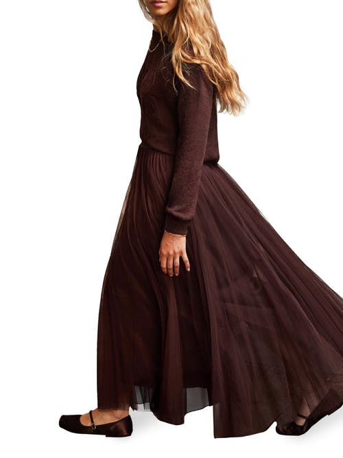 Ro&zo Tulle Godet Maxi Skirt In Brown