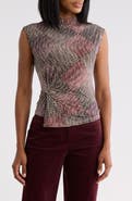 DKNY Knot Front Mock Neck Sleeveless Top