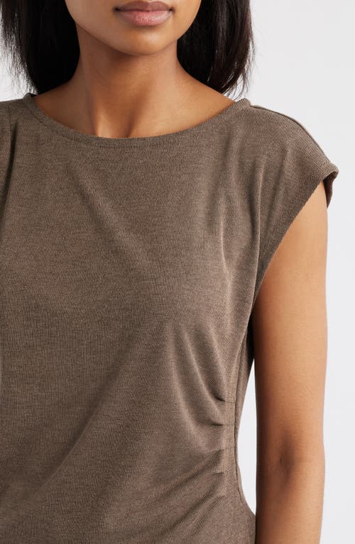 Wit & Wisdom Cap Sleeve Ruched Top In Brown