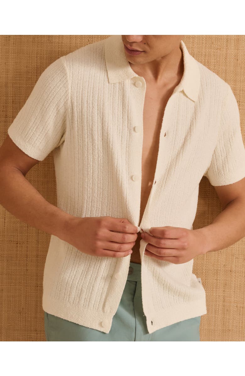 Onia Boucle Rib Button Up Shirt, Alternate, color, Cream