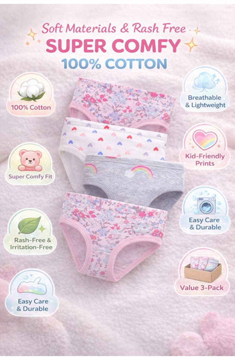 BenBen 6 Pack Kids and Toddlers Underwears Soft Cotton Panties, Alternate, color, Purple