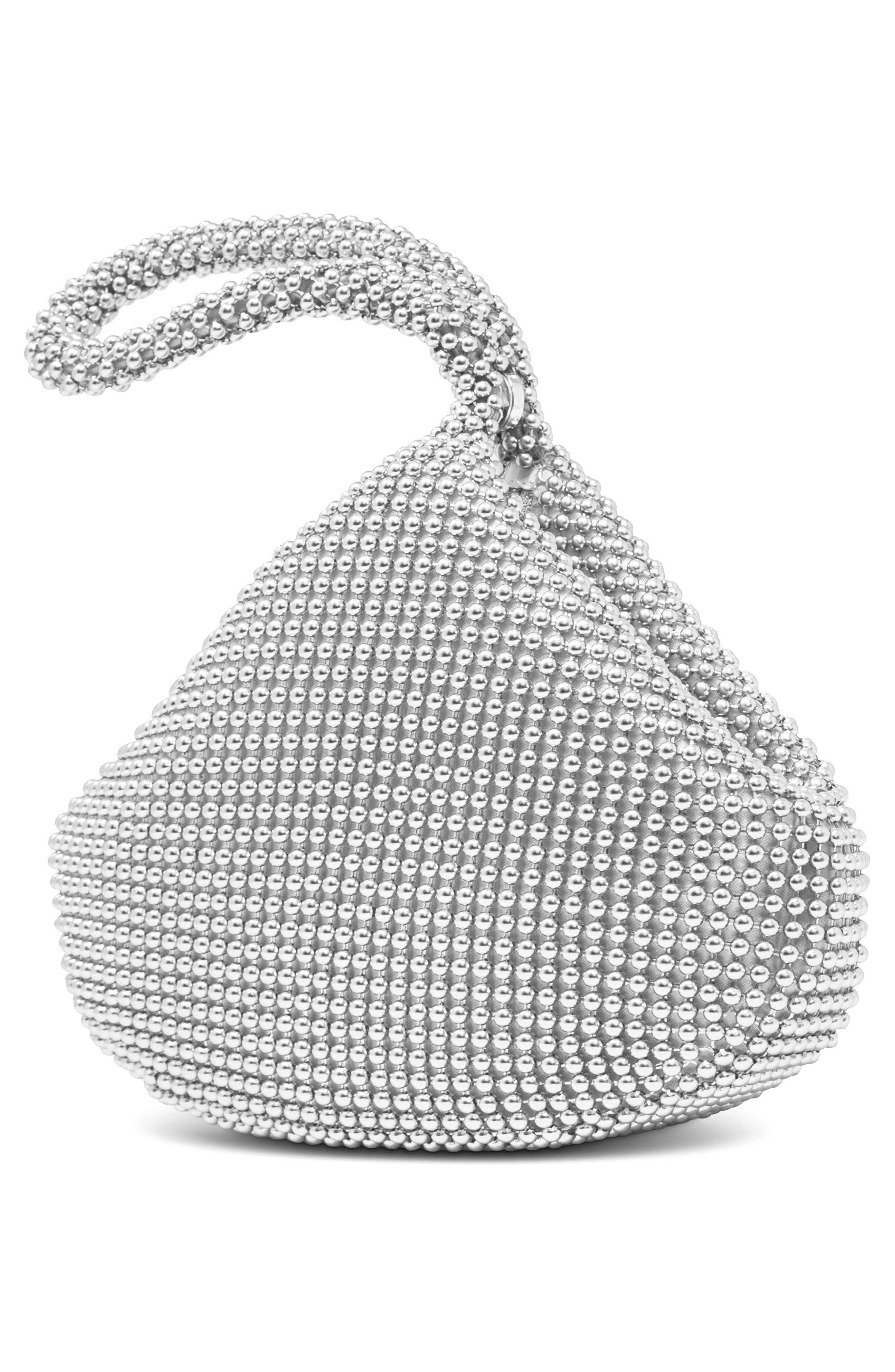 Jessica McClintock Staci Beaded Mesh Wristlet, Alternate, color, 42N Silver