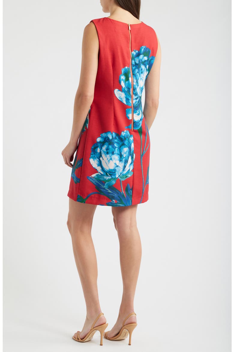 Floral Print Sheath Dress, Alternate, color, RED BLUE