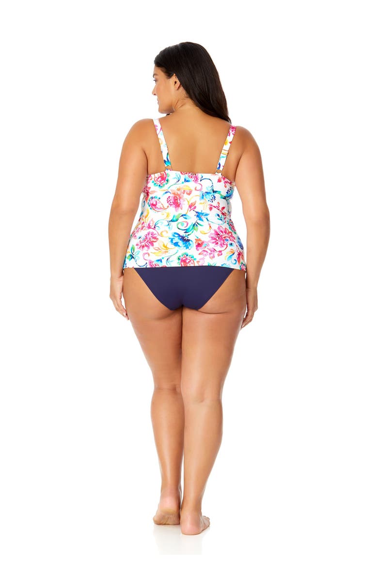 Anne Cole Plus Women's Plus Gradient Floral Twist Front Underwire Tankini Swim Top, Alternate, color, Watercolor Paisley