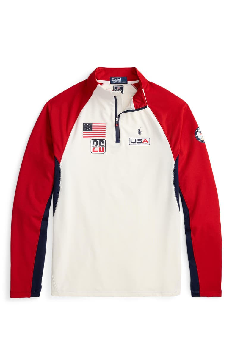 Polo Ralph Lauren Team USA Quarter Zip Fleece, Alternate, color, Ceramic White Multi