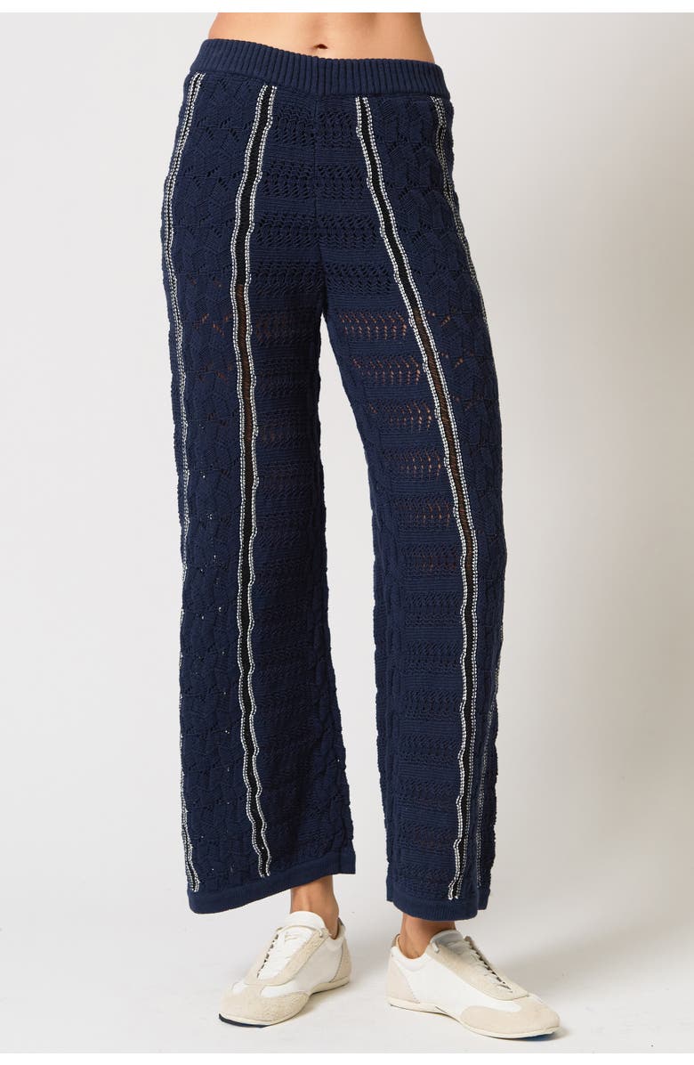Central Park West Amber Novelty Stitch Sweater Pant, Main, color, Navy