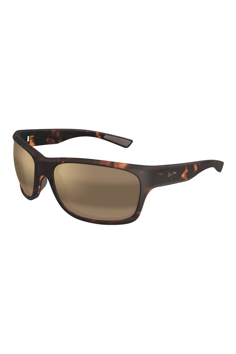 'Ano Nui 63mm Oversize PolarizedPlus2® Rectangular Wrap Sunglasses, Alternate, color, MATTE DARK HAVANA/ HCL BRONZE