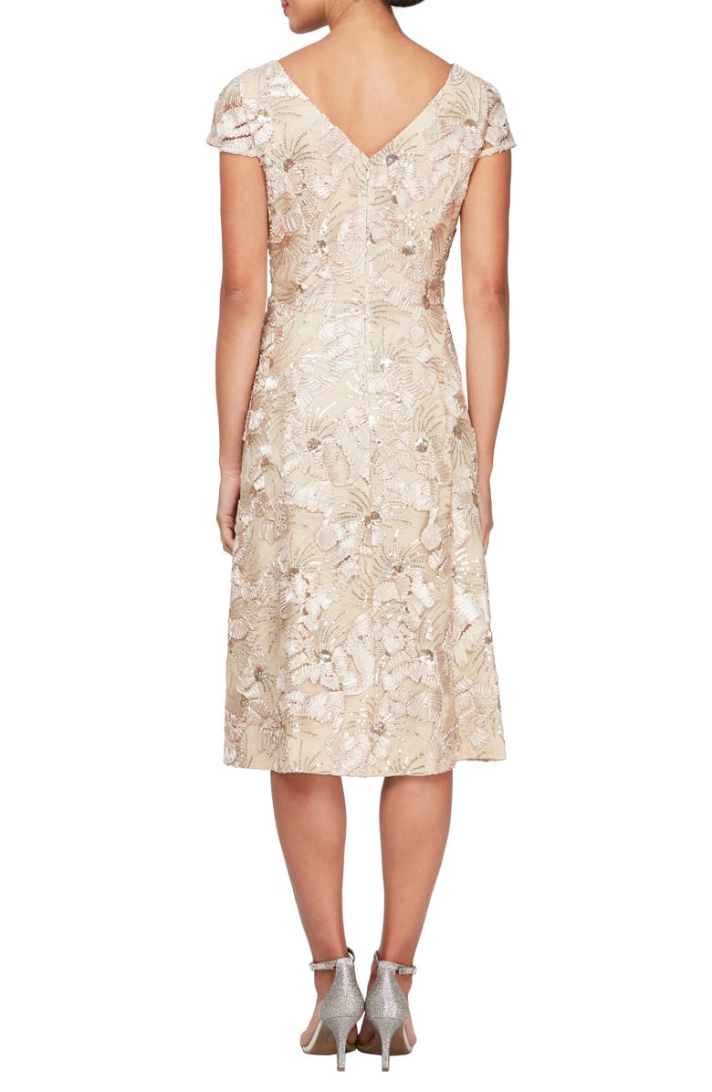 Alex Evenings Sequin Floral Cocktail Dress, Alternate, color, 